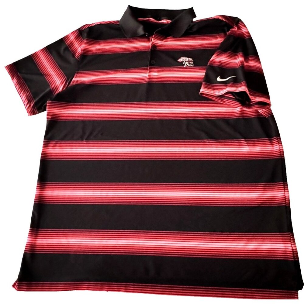 Nike Golf Polo Shirt Mens XL Black Red Pink Gradient Tour Performance Stretchy - Picture 1 of 6